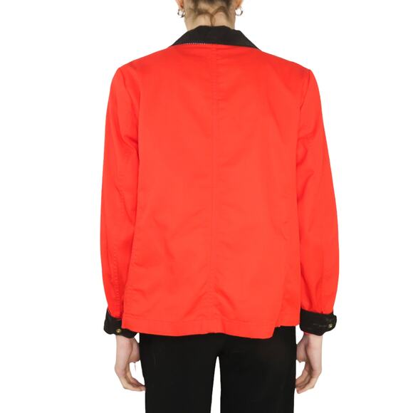 J. Crew Red Jacket with Black Collar Lightweight Twee Jacket Medium - Picture 3 of 8